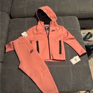 Brand New Nike Kids Pink Nike Tech Jacket and Pants Set